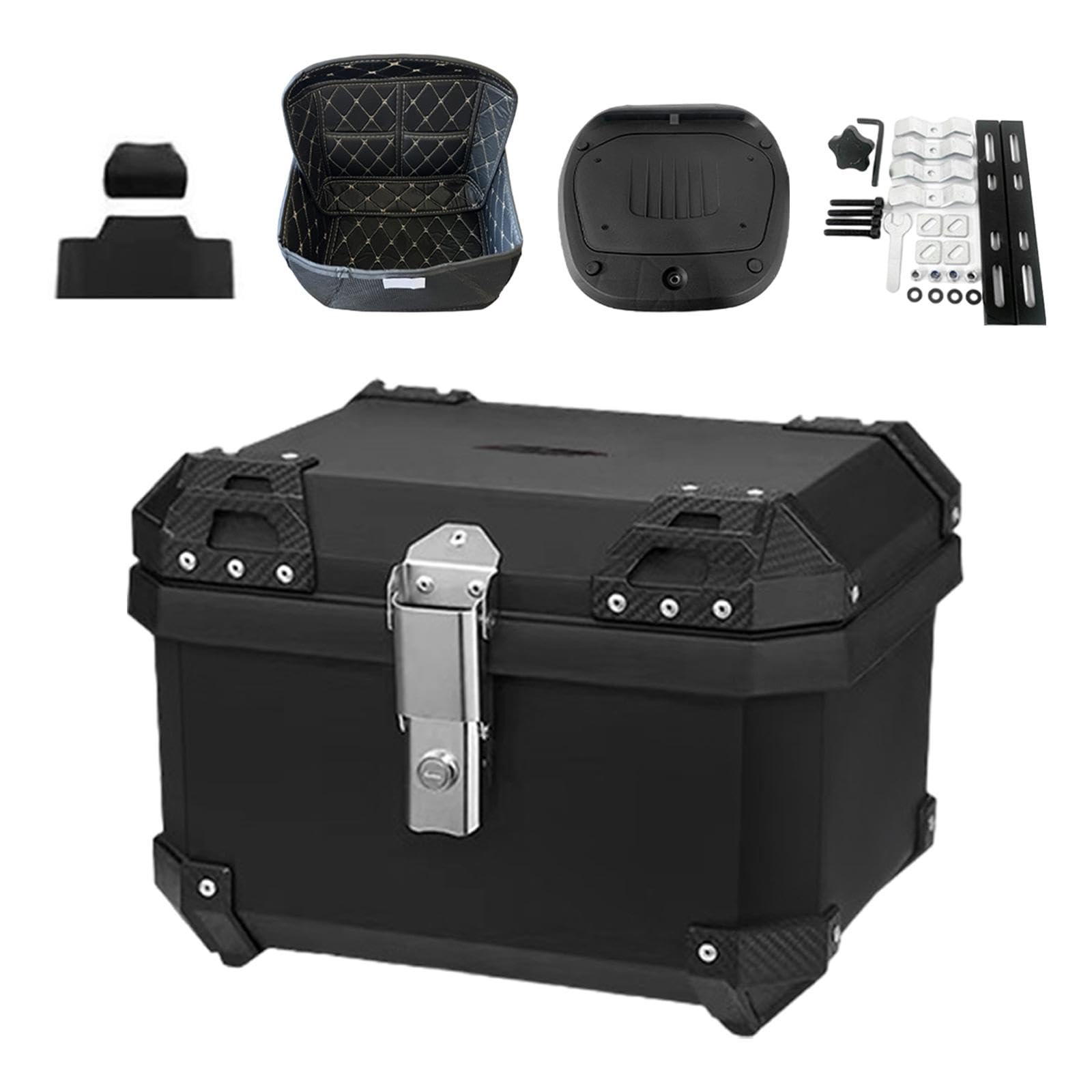 Oshhni 45 L Motorrad Top Case Motorrad Hinten Top Box Wasserdicht Reiten Zubehör, Rückenlehne Und Innenfutter von Oshhni