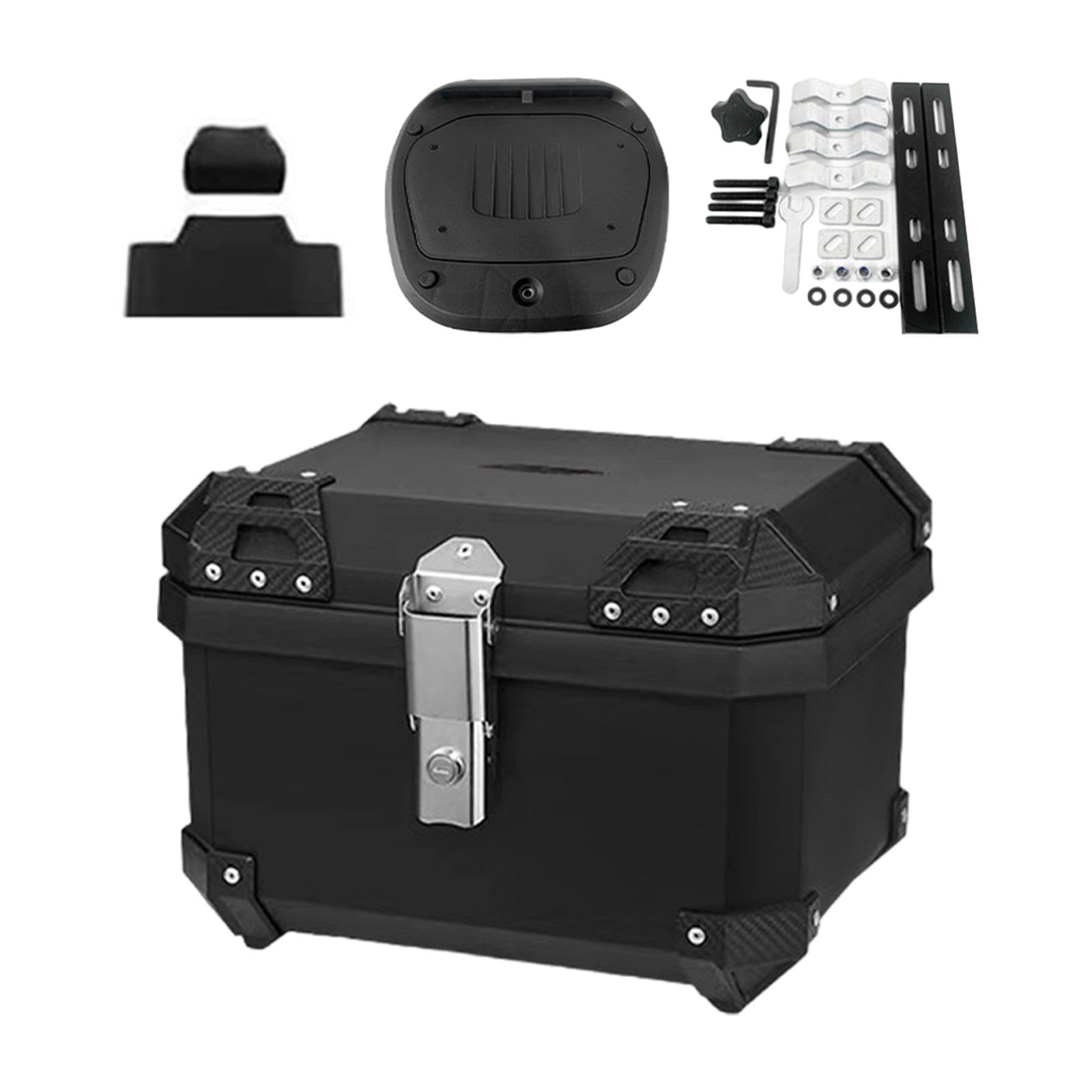 Oshhni 45 L Motorrad Top Case Motorrad Hinten Top Box Wasserdicht Reiten Zubehör, mit Rückenlehne von Oshhni