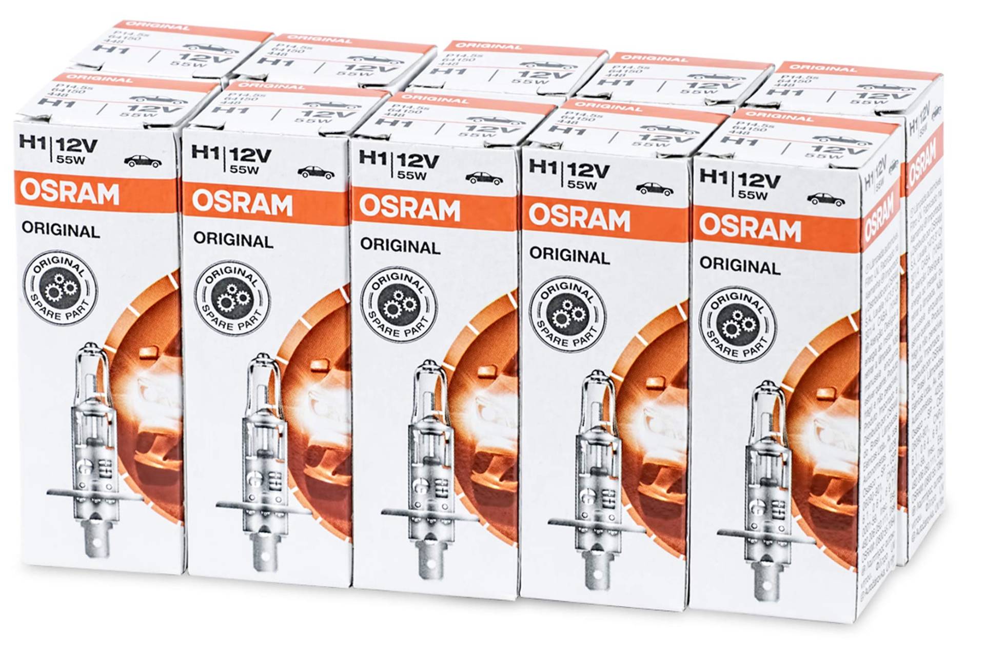 10x OSRAM Lampe Halogenlampe Glühlampe H1 ORIGINAL LINE 12V 55W P14,5s 64150 von Osram