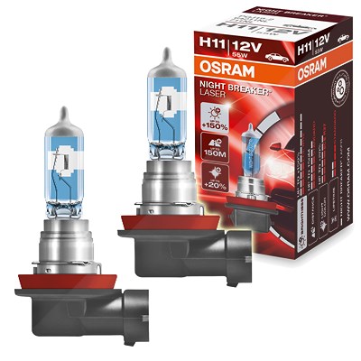 Osram 2x NIGHT BREAKER® LASER H11 Faltschachtel [Hersteller-Nr. 64211NL] für Abarth, Alfa Romeo, Alpina, Audi, BMW, Cadillac, Chevrolet, Chrysler, Cit von Osram