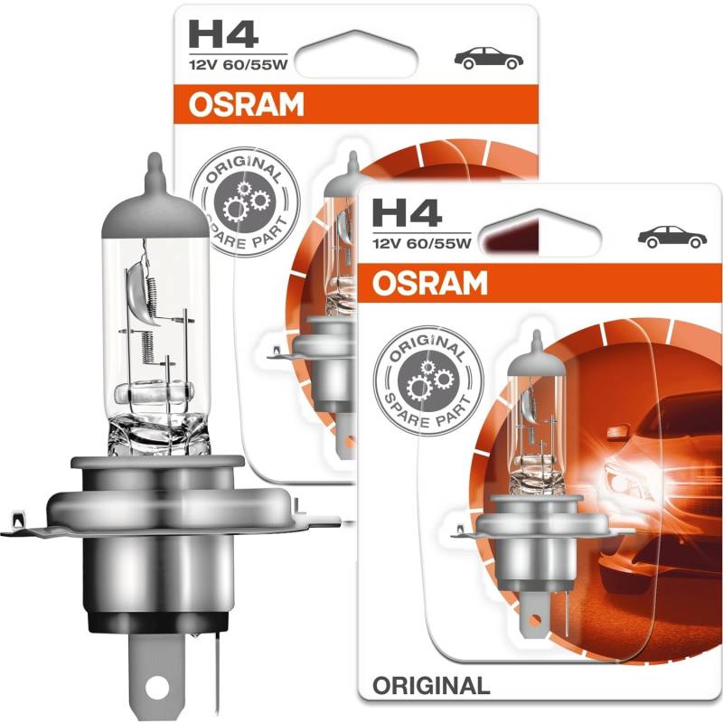 2x OSRAM Halogenlampe H4 ORIGINAL LINE 12V 60/55W P43t 64193-01B von Osram