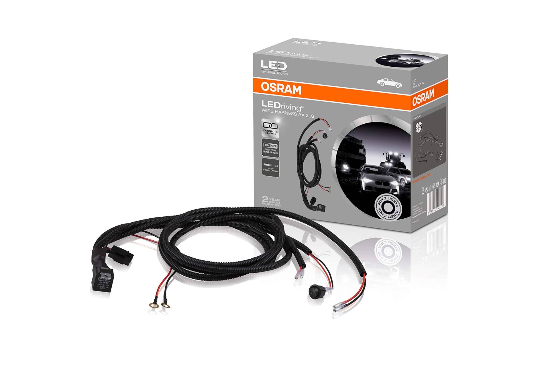 OSRAM WIRE HARNESS AX 2LS, Kabelbaum für KFZ Lichtleisten, Lichtleisten-Kabelbaumkit, Kabellsatz zur Installation von zwei Lichtquellen, Adapter für KFZ Scheinwerfer LEDDL ACC 102 von Osram