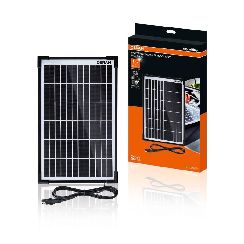 OSRAM BATTERYcharge SOLAR 10W, Solar-Batteriewartungsgerät, 12V Batterieladung von Osram