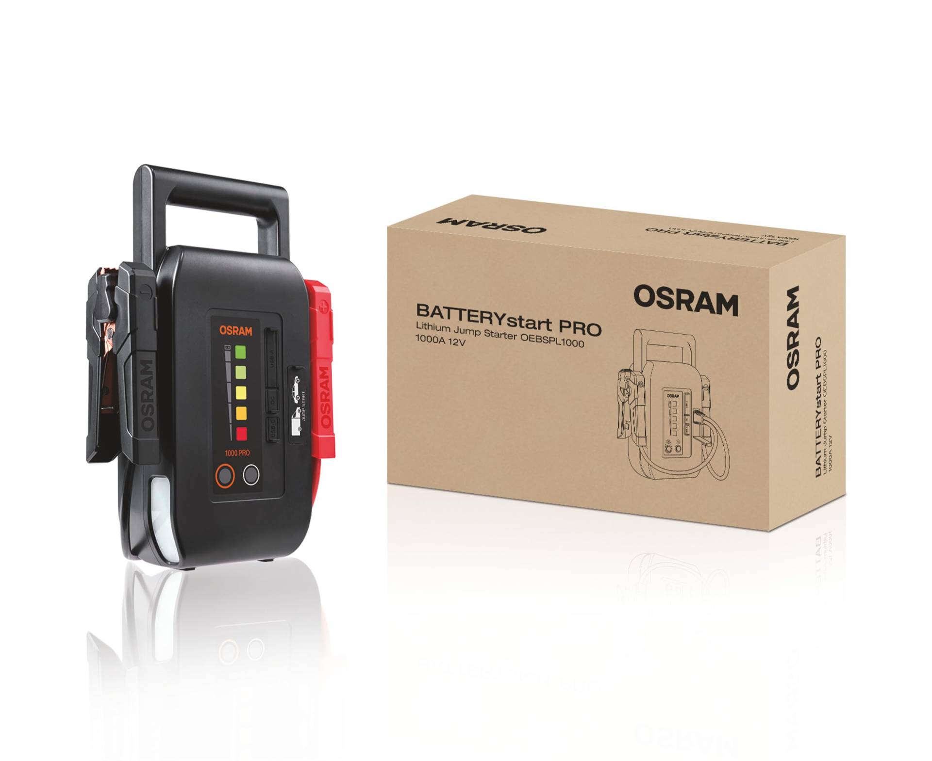 OSRAM BATTERYstart PRO 1000, OEBSPL1000, Lithium-Ionen-Kobalt-Starthilfe für professionelle Werkstätten, für kleine/mittlere/große Autos und Transporter von Osram