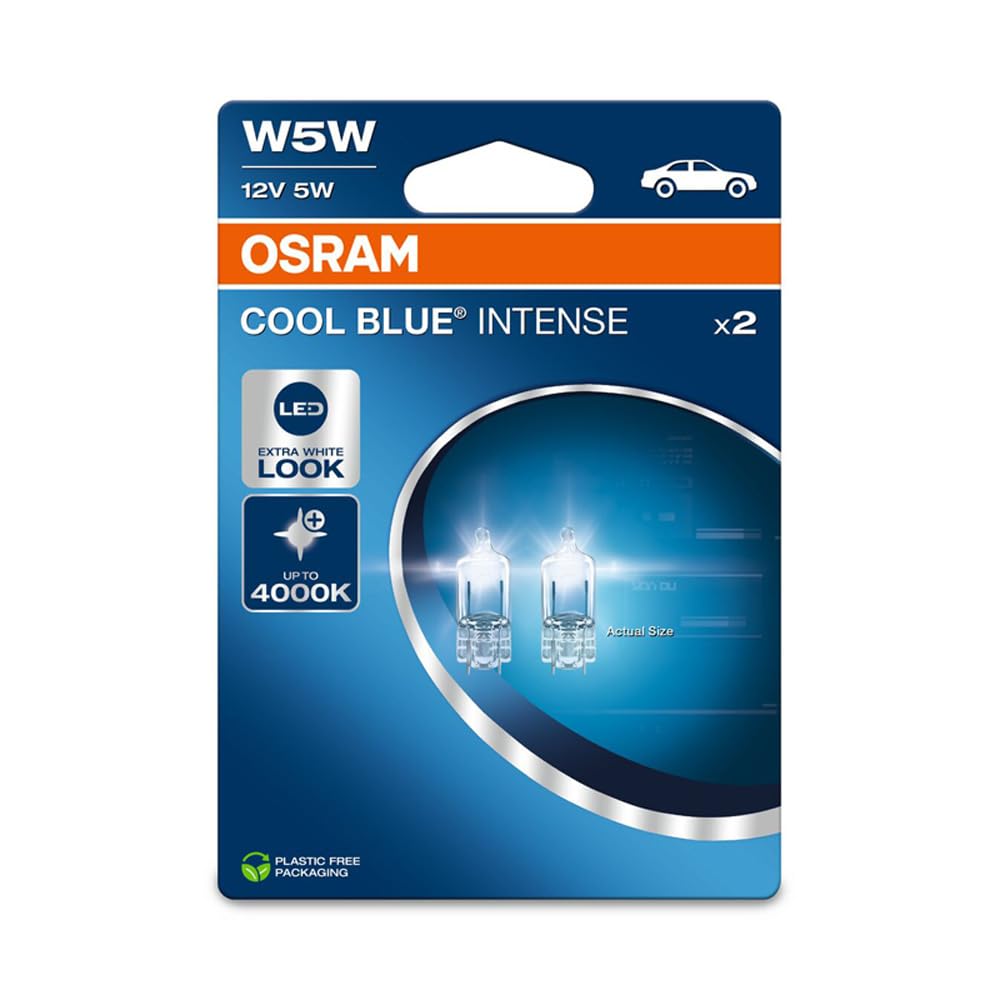 OSRAM COOL BLUE® INTENSE W5W, bis zu 4.000K, Halogen-Signallampe, Doppelblister (2 Lampen) von Osram