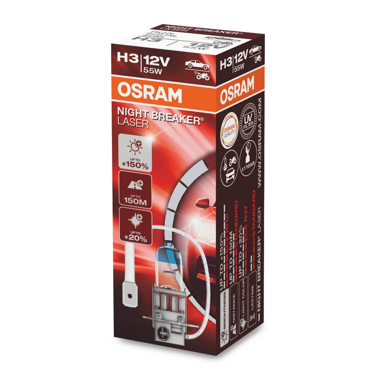 OSRAM Glühlampe, Fernscheinwerfer VW,AUDI,MERCEDES-BENZ 64151NL von Osram