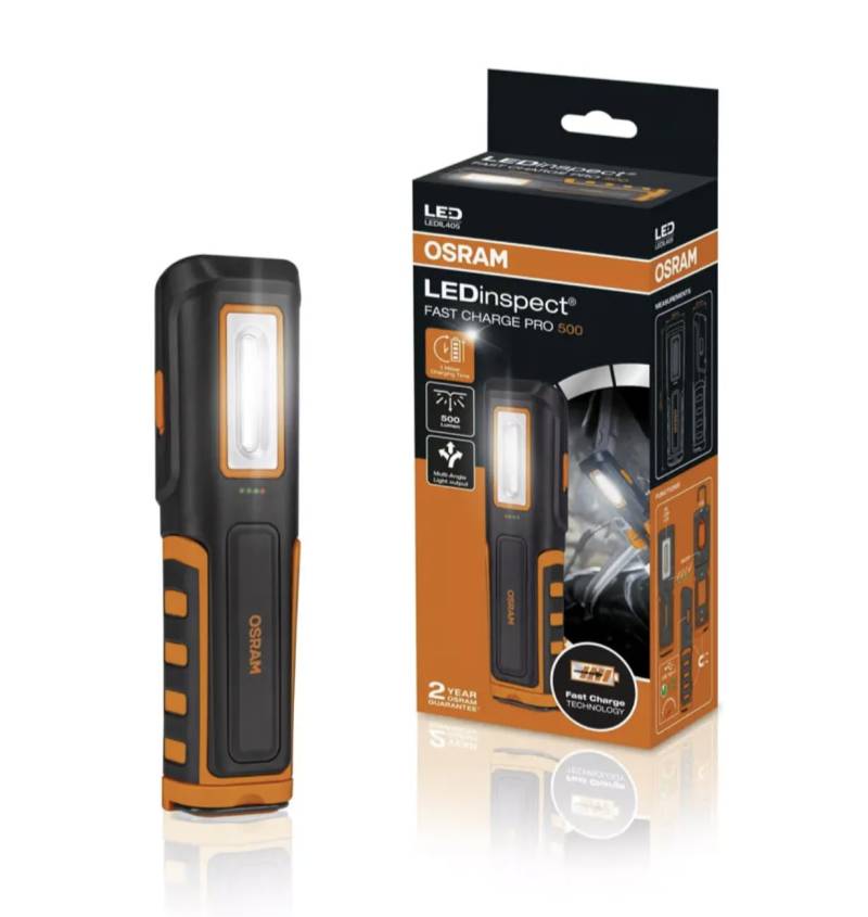 OSRAM LEDIL405 LEDinspect Fast Charge PRO500, Inspektionsleuchte, 5700K, wiederaufladbare LED Arbeitsleuchte, magnetisch, inkl. Haken von Osram