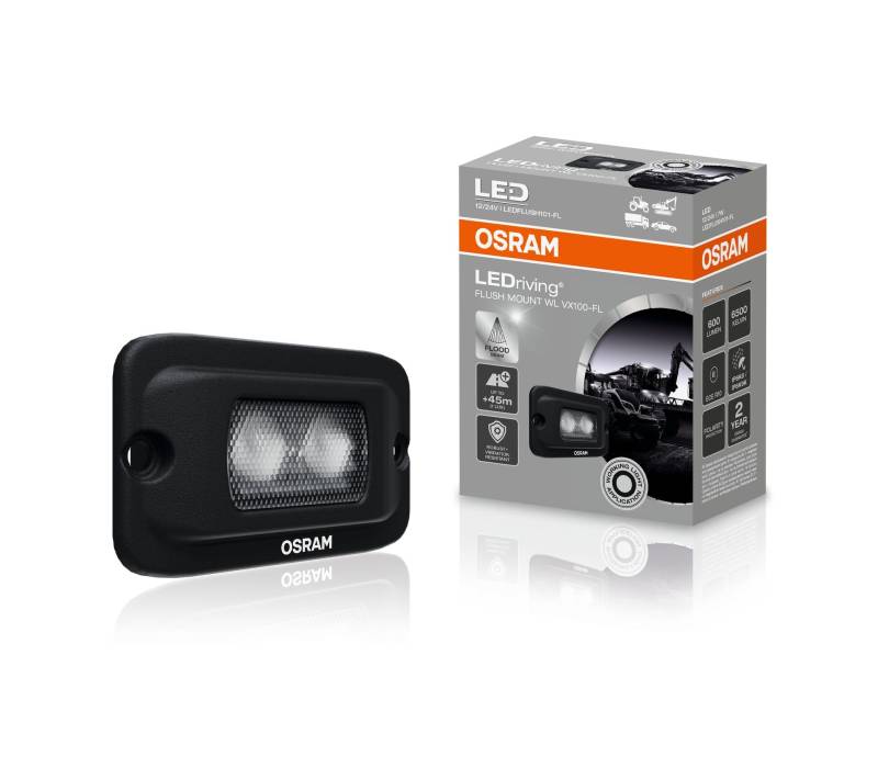 OSRAM LEDriving Flush Mount WL VX100-FL, LEDFLUSH101-FL, Off Road, LED Arbeitsscheinwerfer, 600 Lumen, Lichtstrahl bis zu 45 m, 12V/24V, Faltschachtel (1 Lampe) von Osram