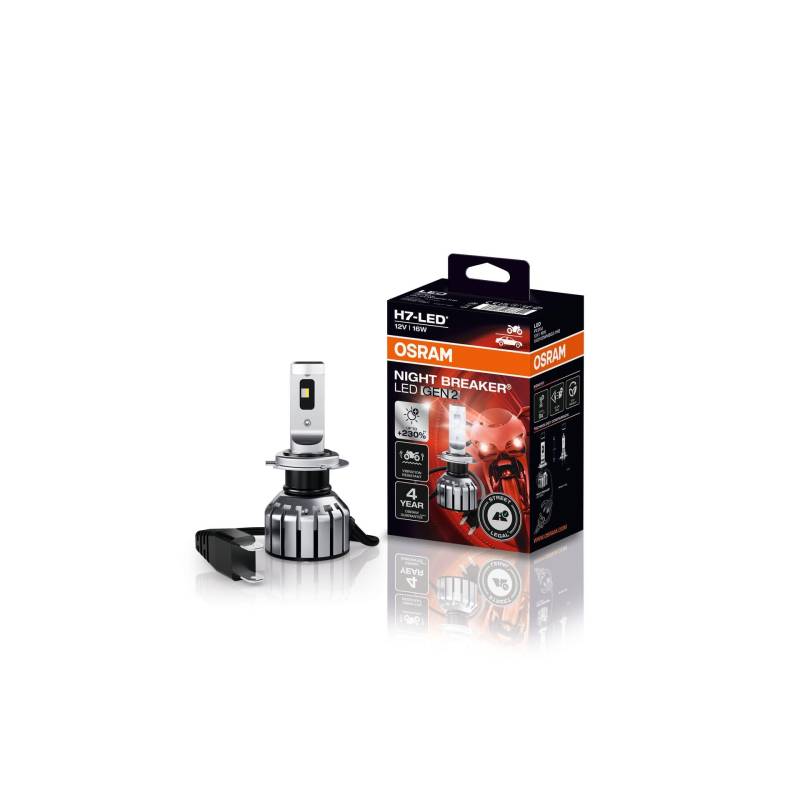 OSRAM NIGHT BREAKER H7-LED GEN 2 für Motorräder, bis zu 230% mehr Helligkeit, erste strassenzugelassene H7 LED-Nachrüstlampe für Motorräder, cool white von Osram