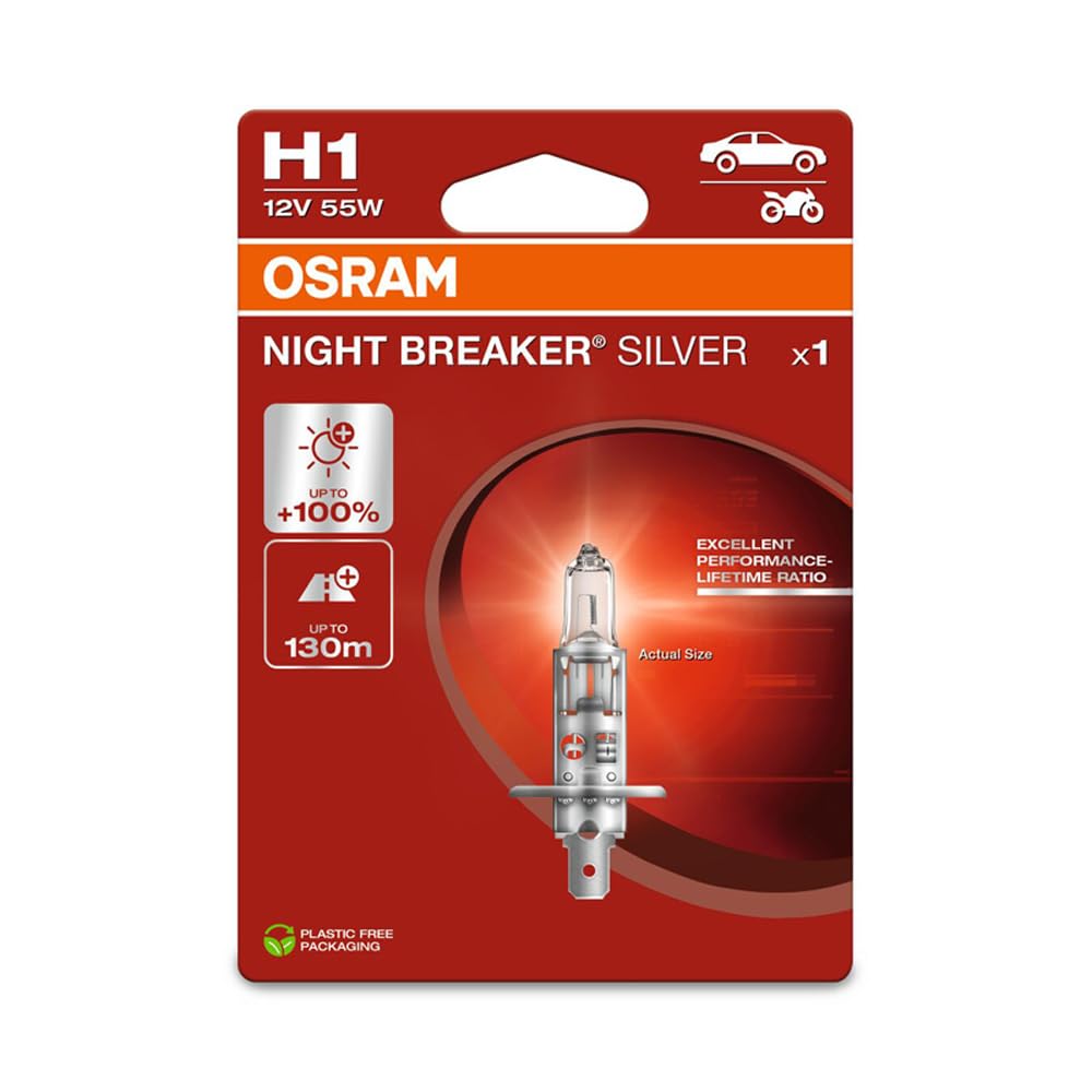 Osram NIGHT BREAKER® SILVER, H1, halogen headlight lamp, Single Blister (1 lamp) von Osram