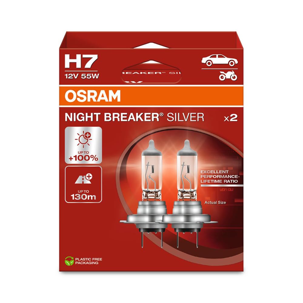 Osram NIGHT BREAKER® SILVER, H7, halogen headlight lamps, Hanging folding box (2 lamps) von Osram