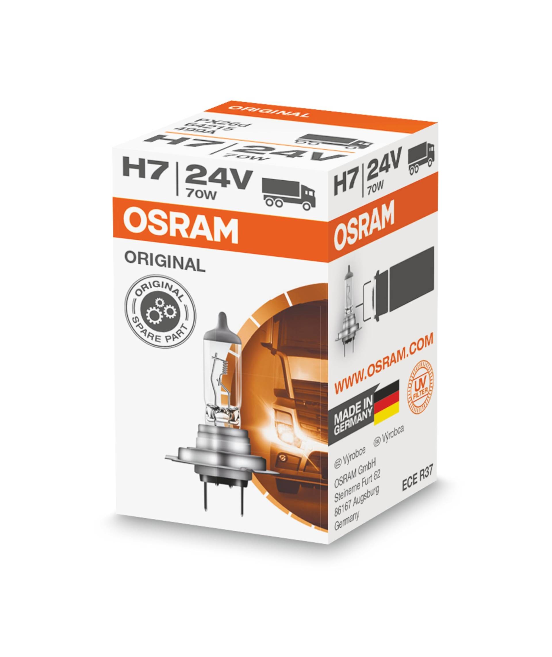 OSRAM ORIGINAL H7 für LKW, 64215, 24V, Faltschachtel (1 Lampe) von Osram