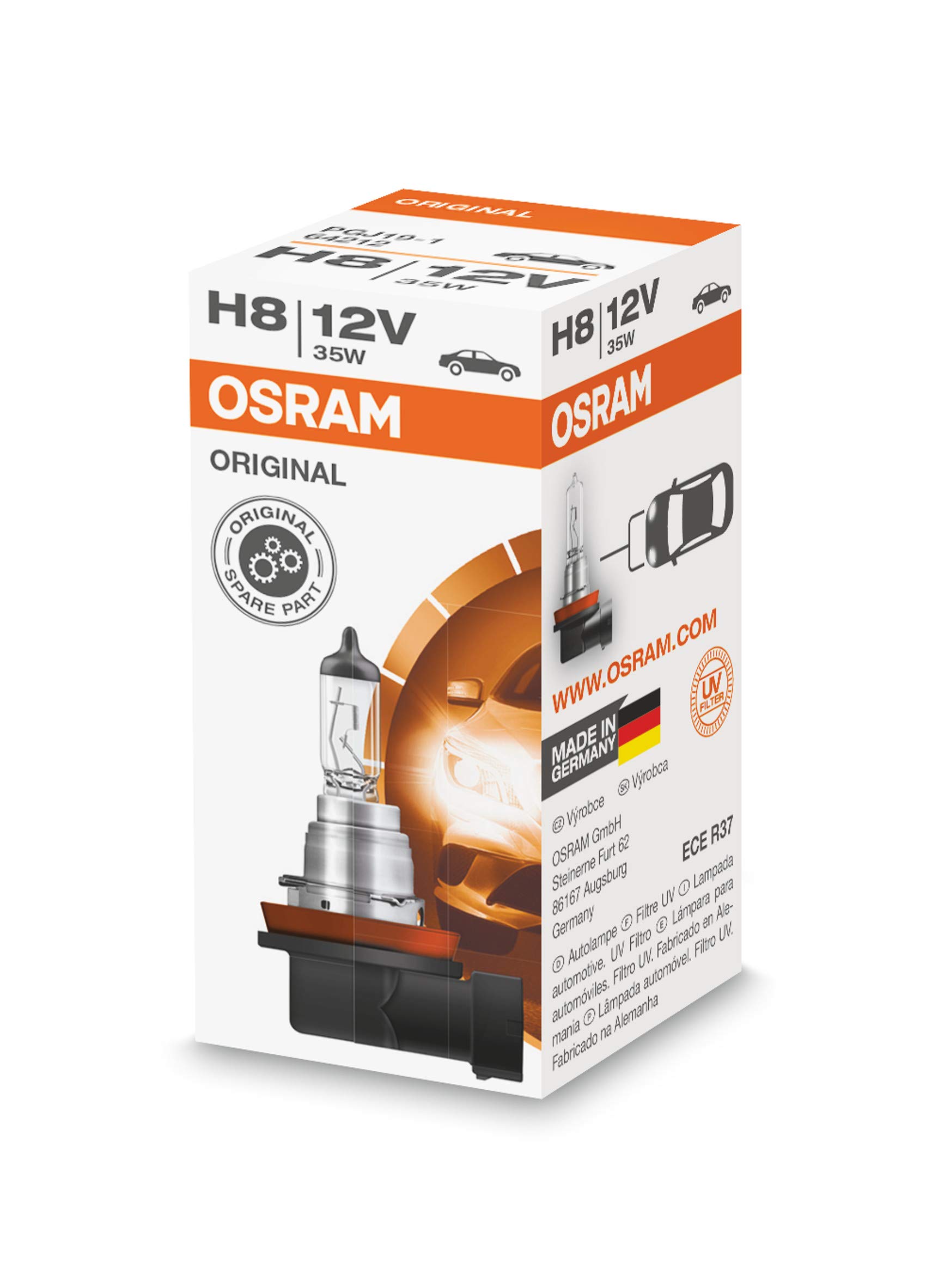 Osram ORIGINAL H8, 64212, 12V, 1er Faltschachtel, Orange von Osram