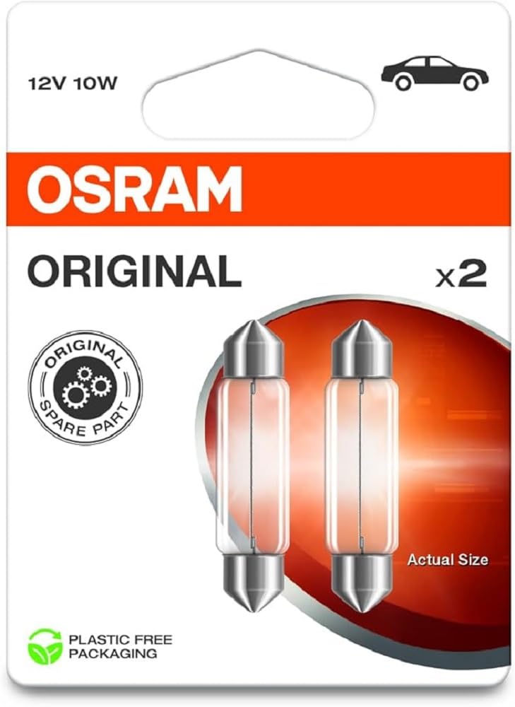 Osram ORIGINAL LINE 12V, Festoon, 6411, Doppelblister, 2 Lampen, white von Osram