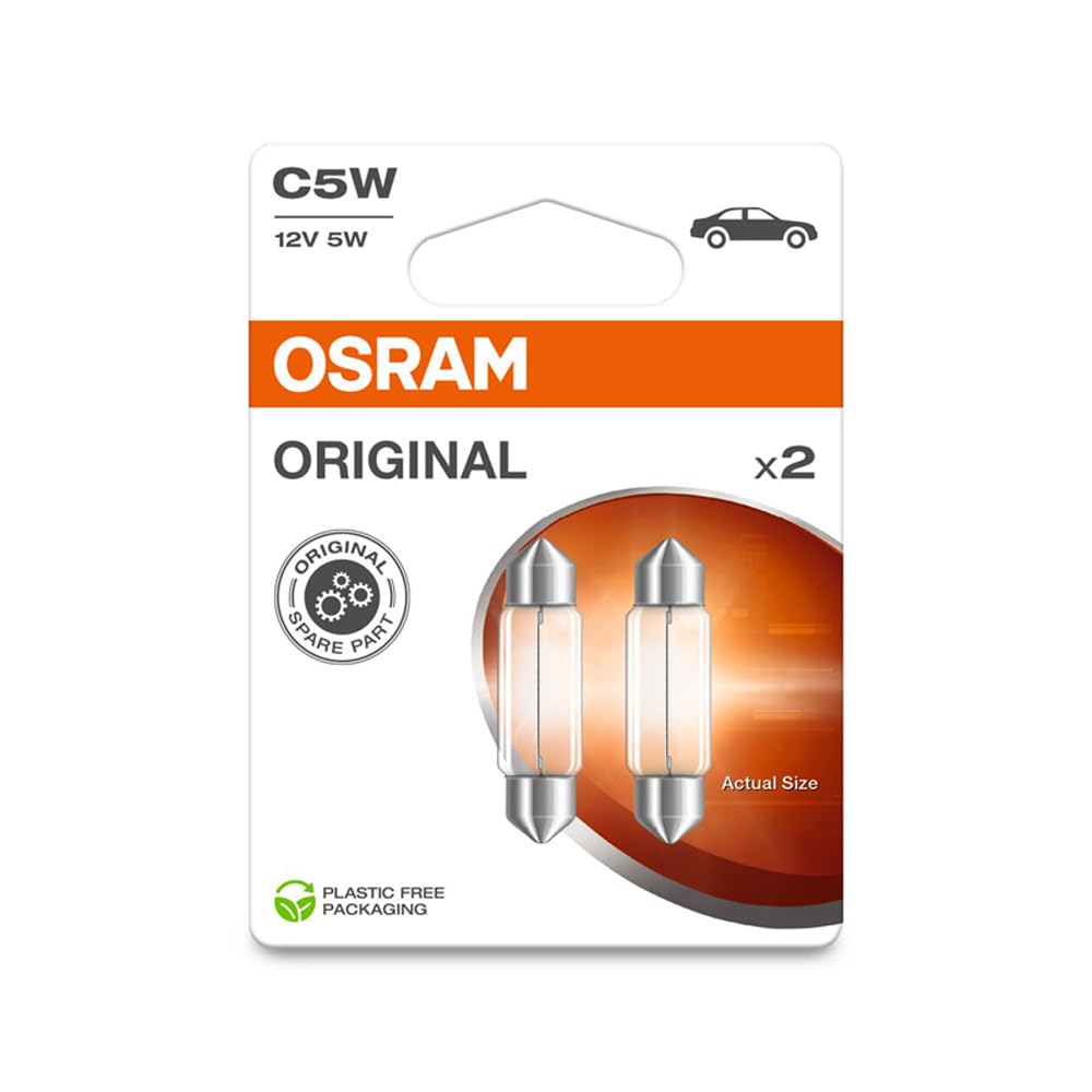 Osram ORIGINAL LINE 12V, C5W, Festoon, Signal lamp, Double Blister, (2 lamps), white von Osram