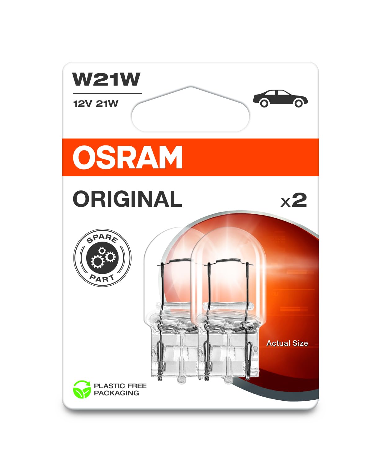 Osram ORIGINAL LINE 12V, Glass Wedge Base, W21W, Doppelblister, 2 Lampen, white von Osram