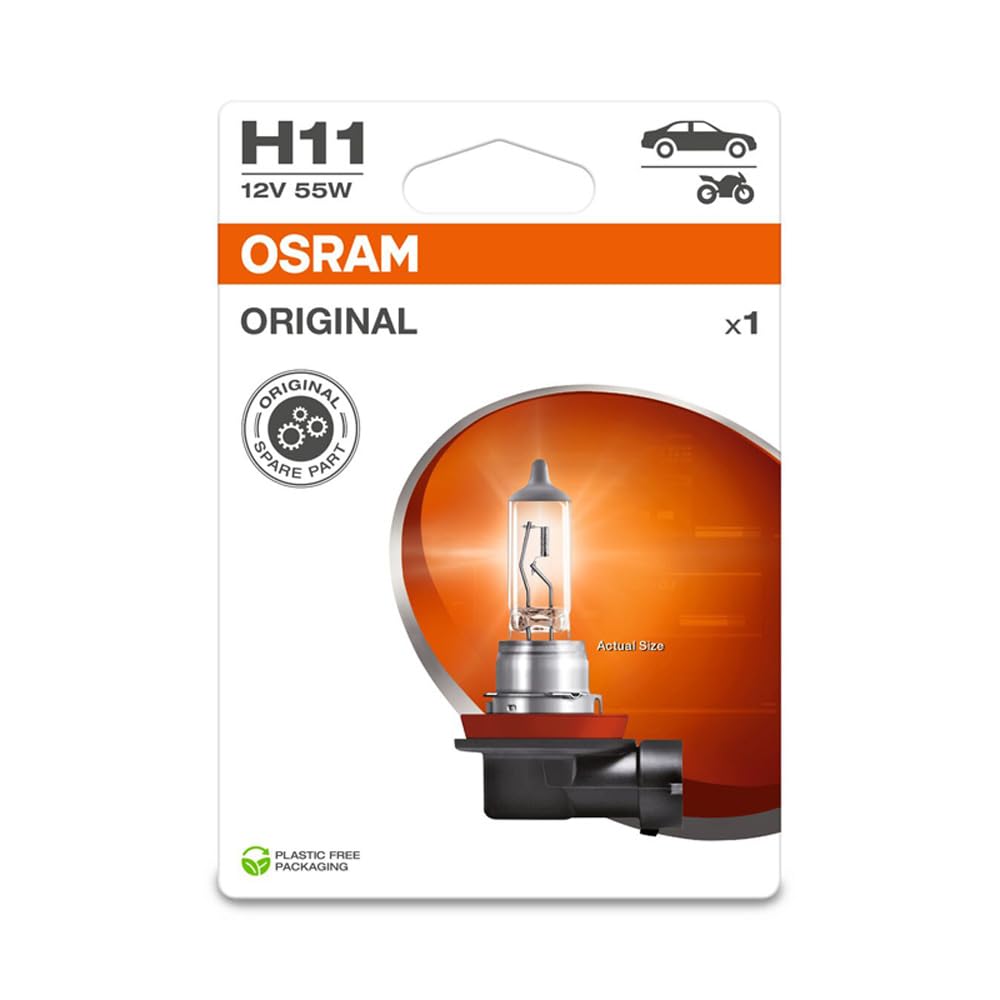 Osram ORIGINAL LINE 12V, H11, Halogen-Scheinwerferlampe, Einzelblister, white von Osram