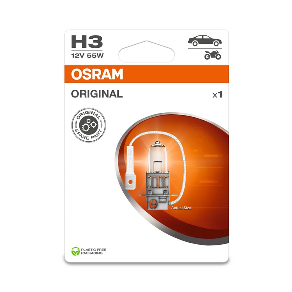 Osram ORIGINAL LINE 12V, H3, Halogen-Scheinwerferlampe, Einzelblister, white von Osram