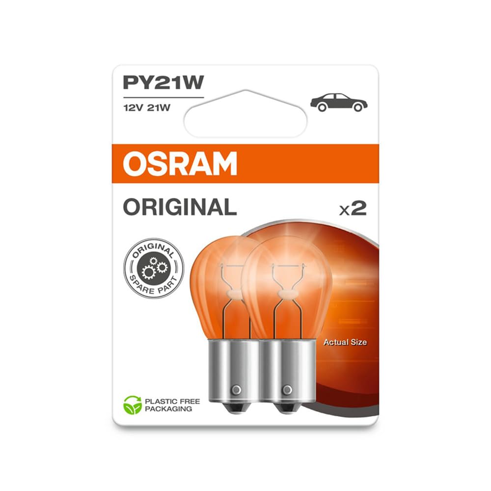 Osram ORIGINAL LINE 12V, Lampen mit Metallsockeln, PY21W, Doppelblister, 2 Lampen, white von Osram