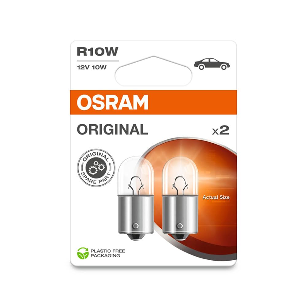 Osram ORIGINAL LINE 12V, Lampen mit Metallsockeln, R10W, Doppelblister, 2 Lampen, white von Osram