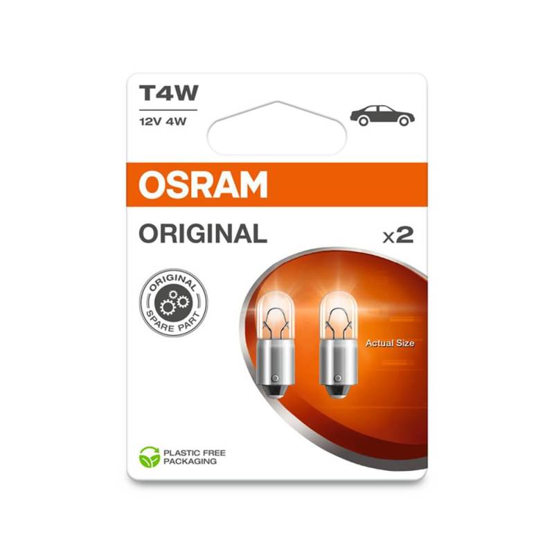 Osram ORIGINAL LINE 12V, T4W, Signal lamp, Metal Base, Double Blister (2 lamps) von Osram