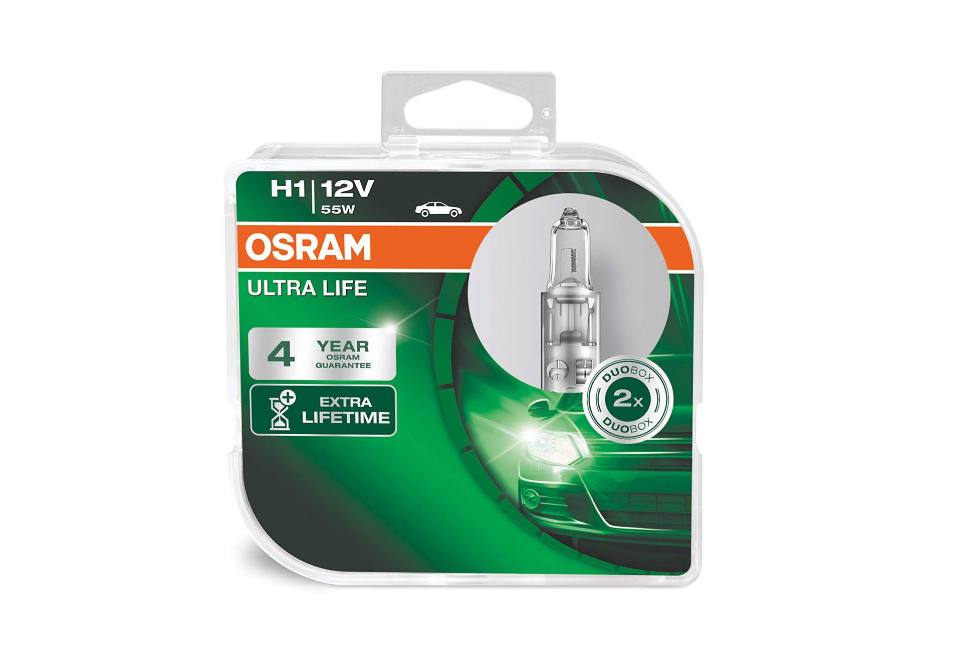 Osram ULTRA LIFE H1, Halogen-Scheinwerferlampe, 64150ULT-HCB, 12V PKW, Duobox (2 Stück) von Osram