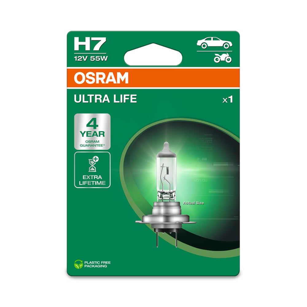 Osram ULTRA LIFE H7, Halogen-Scheinwerferlampe, 64210ULT-1BL, Einzelblister (1 Stück), white von Osram