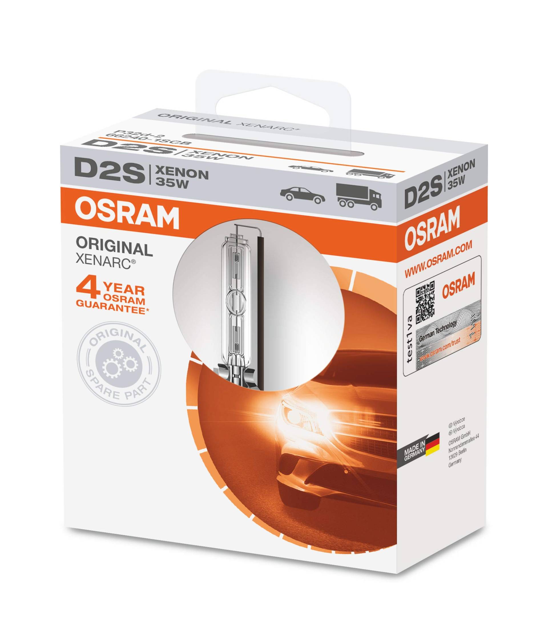 OSRAM XENARC ORIGINAL D2S HID Xenon-Brenner, Entladungslampe, Erstausrüsterqualität OEM, 66240-1SCB, Softcover Box (1 Lampe), andere von Osram