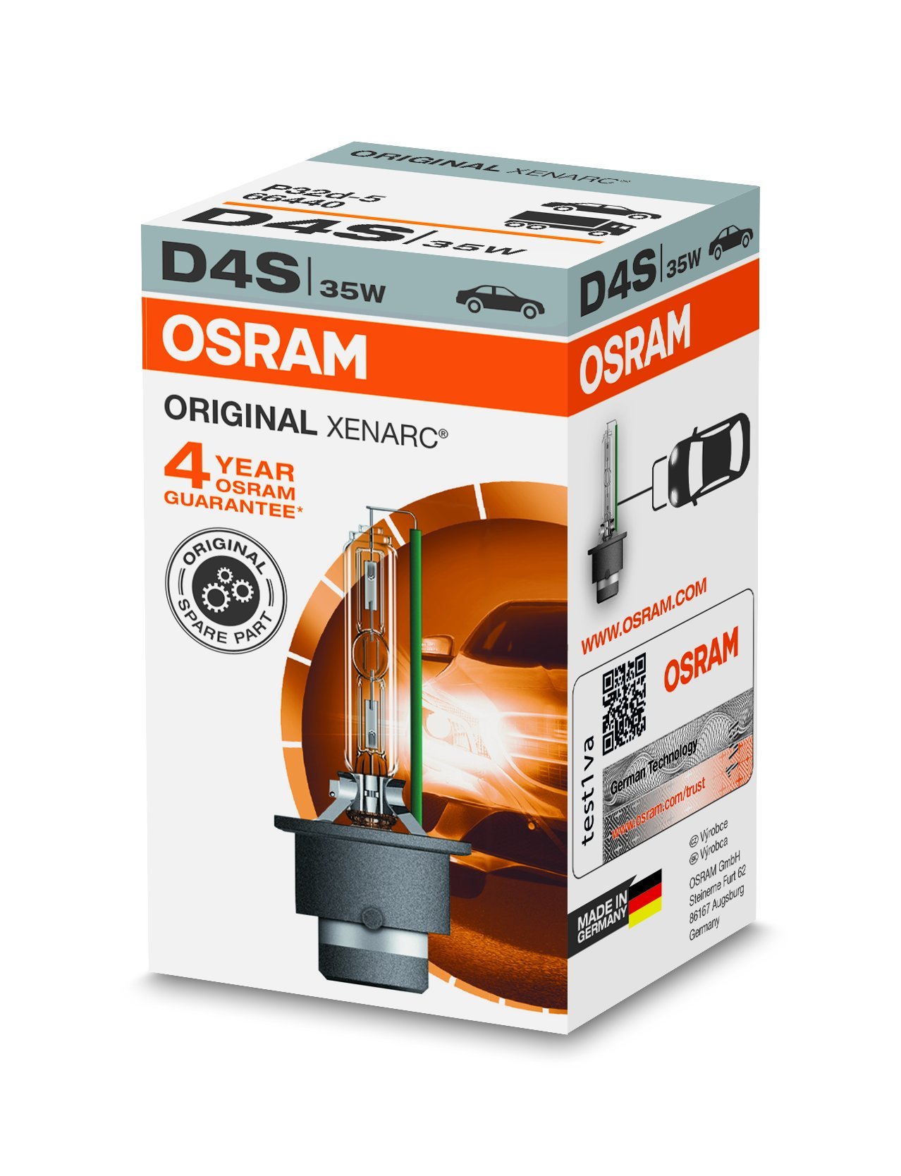 Osram XENARC ORIGINAL D4S HID Xenon-Brenner, Entladungslampe, Erstausrüsterqualität OEM, 66440, Faltschachtel (1 Stück), bläulich weiß von Osram