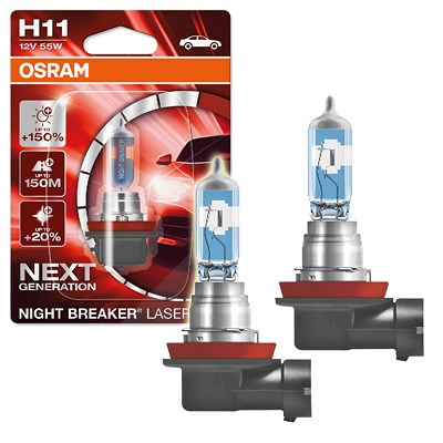 Osram 2x NIGHT BREAKER® LASER H11 Einzelblister [Hersteller-Nr. 64211NL-01B] für Abarth, Alfa Romeo, Alpina, Audi, BMW, Cadillac, Chevrolet, Chrysler, von Osram