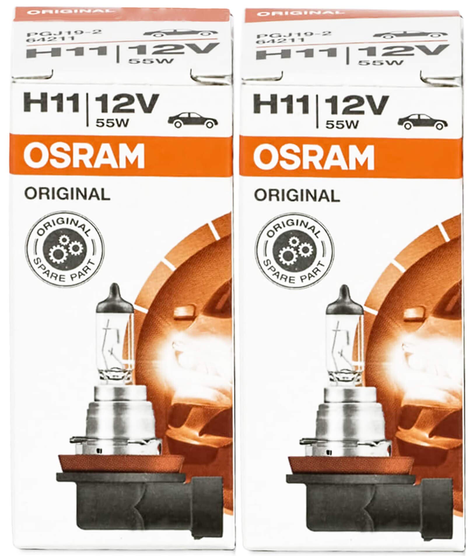 Osram 324537 64211 H11 55 W Autolampen Halogen-Leuchtmittel birne abblendlicht Lampen Lampe Autolampe Scheinwerferlampe 2 Stück, Weiss weiss von Osram