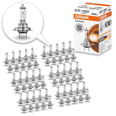 Osram 60x H7 ORIGINAL LINE 12V Faltschachtel [Hersteller-Nr. 64210] für Alpina, Audi, BMW, Hyundai, Kia, Mercedes-Benz, Nissan, Opel, Peugeot, Porsche von Osram