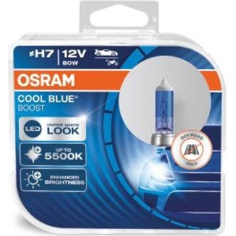 Osram 62210CBB-HCB Cool Blue Boost Leuchtmittel, H7, Offroad, + 50% Helligkeit, Halogen-Scheinwerfer, Duobox 80 W von Osram