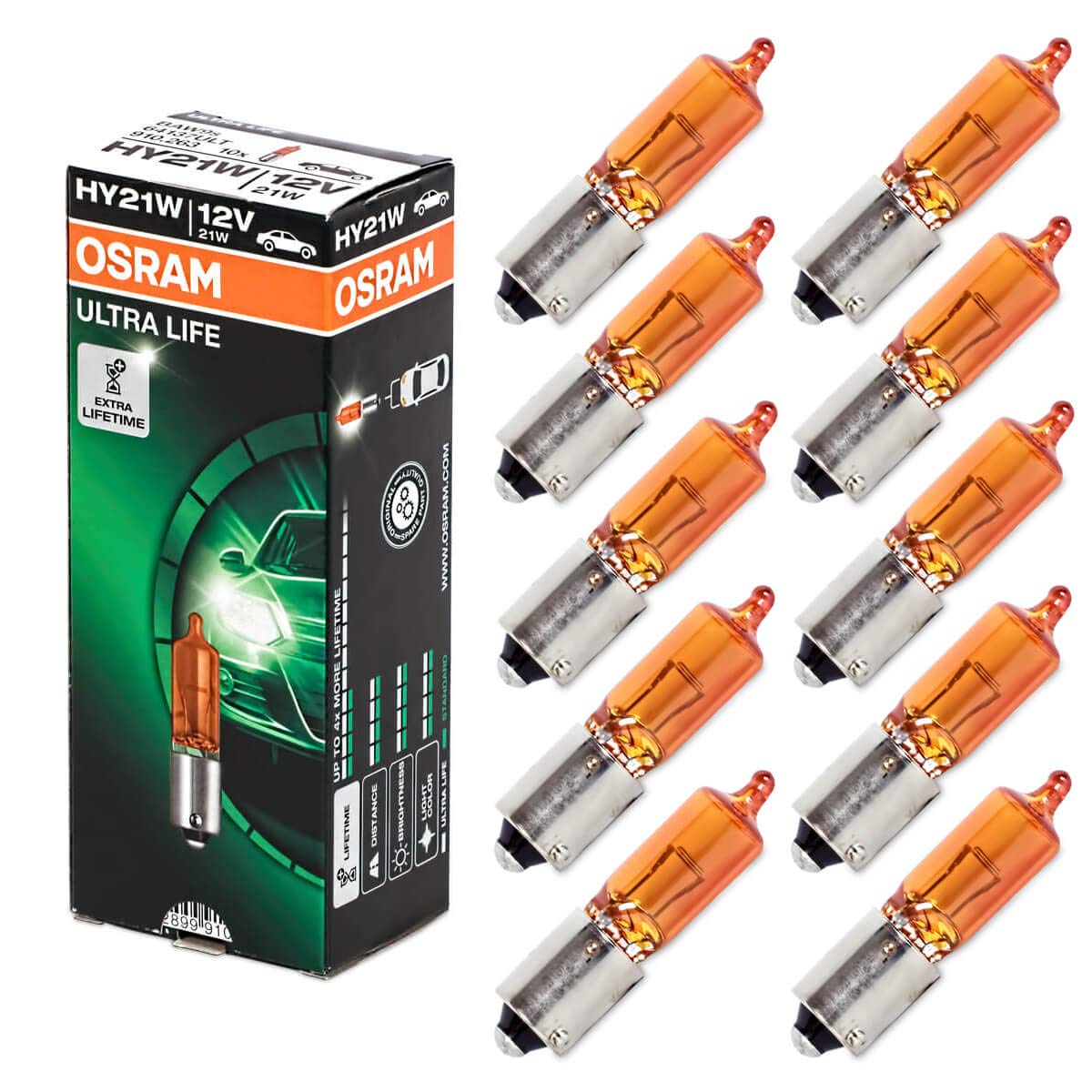 Osram 64137L Original Frontscheinwerfer HY21W, 12V, Faltschachtel, Anzahl 10 von Osram