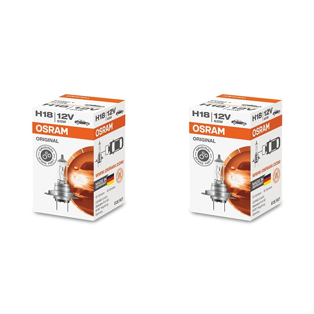 Osram 64180L Halogen-Scheinwerferlampe, H18, 12V PKW, Faltschachtel (Packung mit 2) von Osram