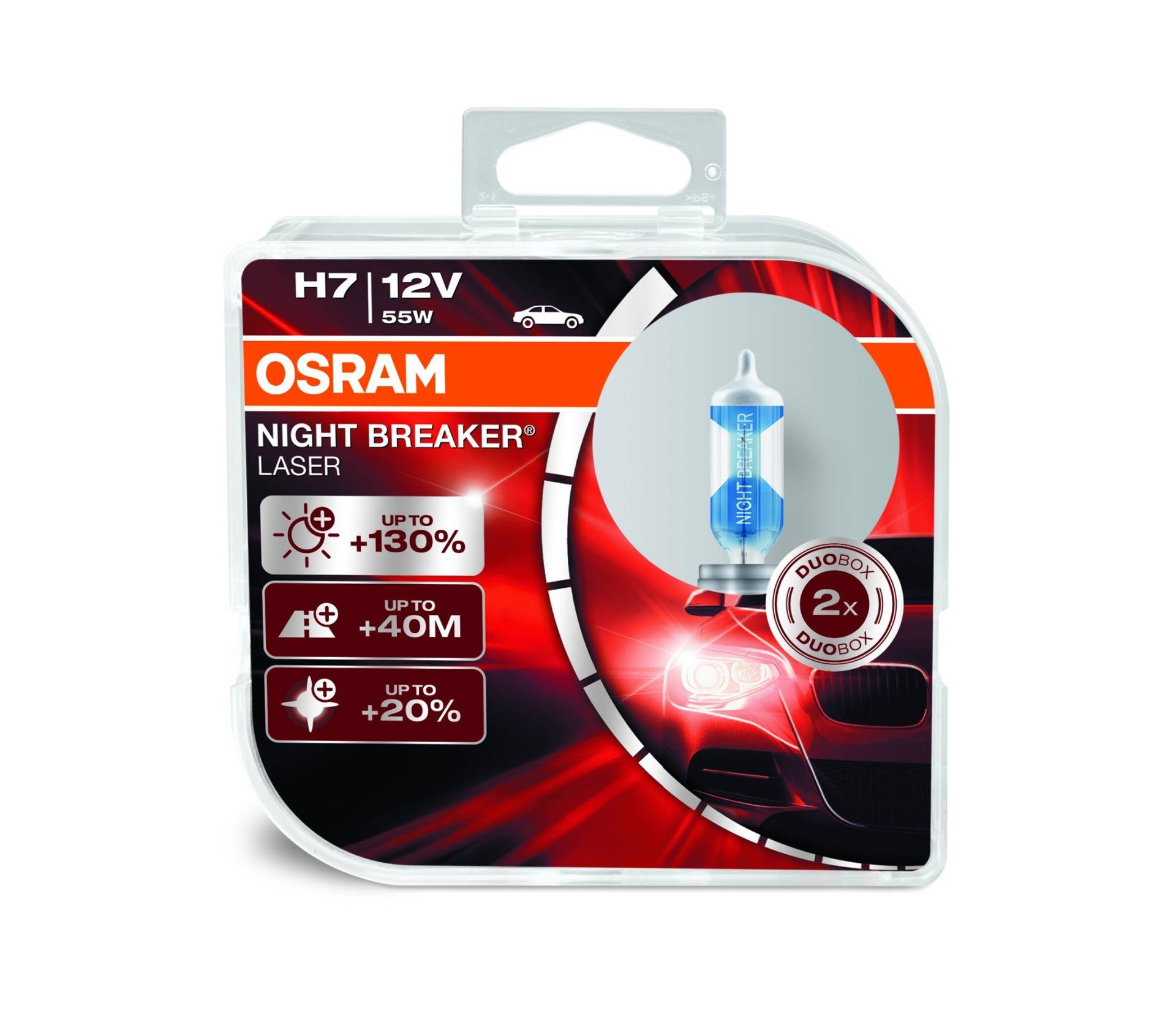 Osram 64210NBL-HCB Night Breaker Laser H7 Halogen Scheinwerferlampe, 12V, Duobox, 2 Stück von Osram