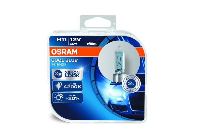 Osram 64211CBI-HCB Cool Blue Intense H11 Halogen, Scheinwerferlampe, 12 V, Duo Box, Anzahl 2 von Osram