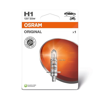 Osram H1 ORIGINAL Glühlampe - 1er Blister [Hersteller-Nr. 64150] für Ford, Kia, Opel, Renault von Osram