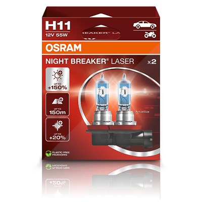 Osram H11 NIGHT BREAKER LASER Glühlampe - DuoBox [Hersteller-Nr. 64211NL] von Osram