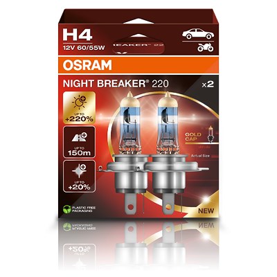 Osram H4 NIGHT BREAKER 220 Glühlampe 2er Box [Hersteller-Nr. 64193NB200] von Osram