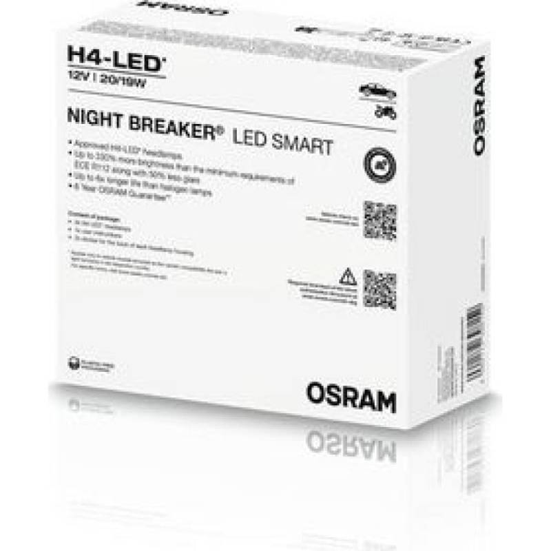 Osram H4 NIGHT BREAKER LED SMART +330% StVZO-Konforme Werkstatt Profi-Set 2St von Osram