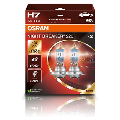 Osram H7 NIGHT BREAKER 220 Glühlampe 2er Box [Hersteller-Nr. 64210NB200] von Osram