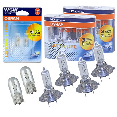 Osram H7 ULTRA LIFE Duo Box+W5W ULTRA LIFE [Hersteller-Nr. 64210ULT-HCB] für Audi, BMW, Hyundai, Kia, Mercedes-Benz, Opel, Porsche, Renault, VW von Osram