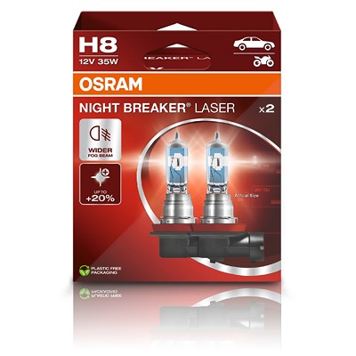 Osram H8 NIGHT BREAKER LASER Glühlampe - Faltschachtel [Hersteller-Nr. 64212NL] für Alpina, Audi, BMW, Chevrolet, Citroën, Fiat, Ford, Ford Usa, Honda von Osram