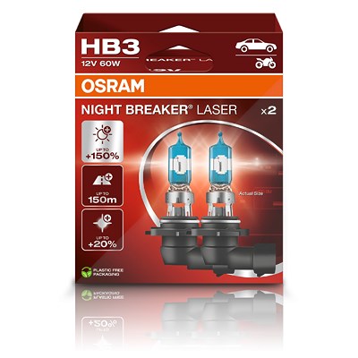 Osram HB3 NIGHT BREAKER LASER Glühlampe - Faltschachtel [Hersteller-Nr. 9005NL] von Osram