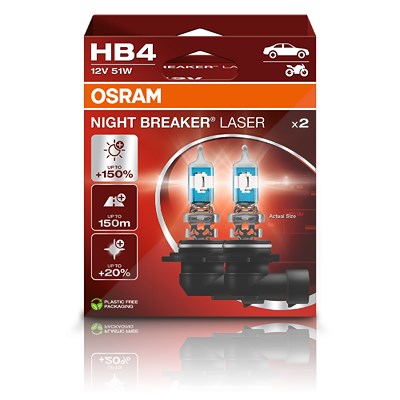 Osram HB4 NIGHT BREAKER LASER Glühlampe - Faltschachtel [Hersteller-Nr. 9006NL] für Dodge, BMW, Cadillac, Daihatsu, Chevrolet, Chrysler, Alpina, Honda von Osram