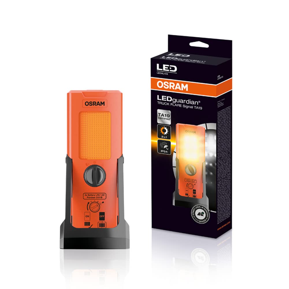 Osram LEDguardian TRUCK FLARE Signal TA19, aufstellbare LED Warnleuchte für LKW, Bus, Fahrzeuge über 3,5t, LEDSL103, 1 Leuchte von Osram