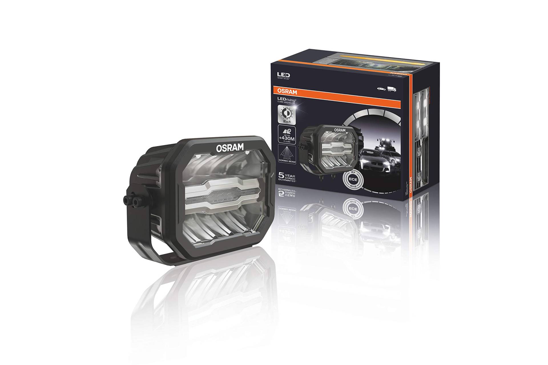 OSRAM LEDriving CUBE MX240-CB, LED Zusatzscheinwerfer für Nah- und Fernlicht, Combo, 4000 Lumen, Lichtstrahl bis zu 430 m, LED Arbeitsscheinwerfer mit Standlicht, ECE Zulassung von Osram