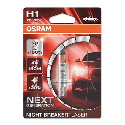 Osram NIGHT BREAKER® LASER H1 Einzelblister [Hersteller-Nr. 64150NL-01B] für Renault, Subaru, Lotus, Daimler, Seat, Toyota, Kia, Alfa Romeo, Renault T von Osram