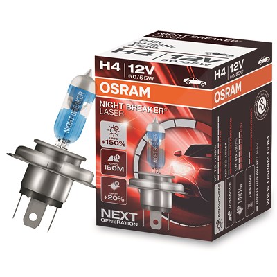 Osram NIGHT BREAKER® LASER H4 Faltschachtel [Hersteller-Nr. 64193NL] für Abarth, Alfa Romeo, Audi, Autobianchi, BMW, Chevrolet, Chrysler, Citroën, Dac von Osram